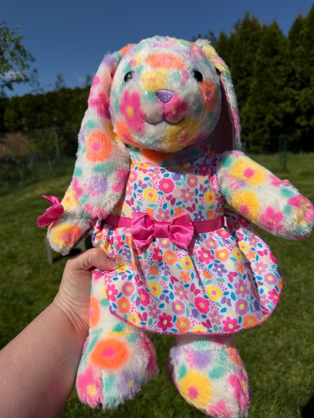 Build a bear Flower Multicolor Bunny With Outfit and Bow